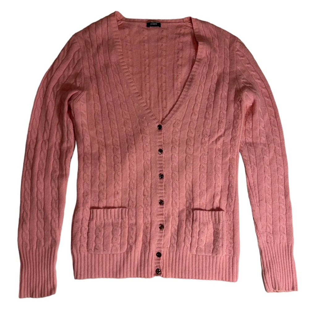J. Crew Pink Knit Button Cardigan Soft Merino Wool Angora Rabbit Hair Cashmere
